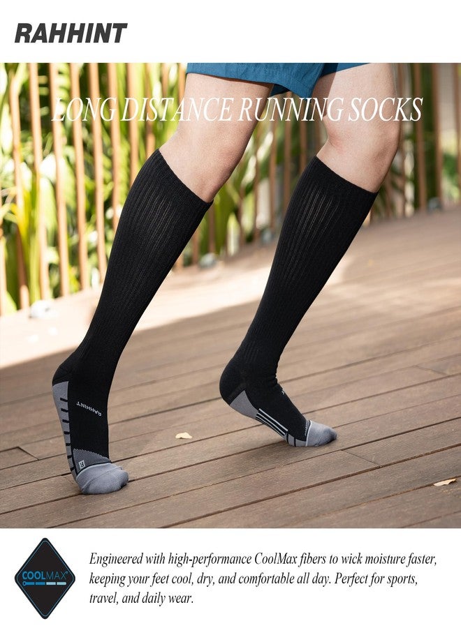 Rahhint Coolmax 20-30 mmHg Compression Running Socks, Long Distance Anti Blister Cushion Moisture Wicking Tall Athletic Socks - Image 2